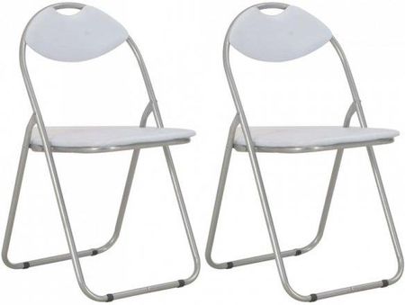 vidaXL Składane Krzesła Jadalniane, 2 Szt., Białe, Sztuczna Skóra