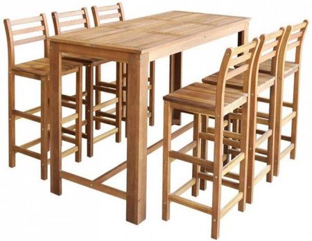 Vidaxl Stolik I Krzesła Barowe, 7 Elementów, Lite Drewno Akacjowe 20344
