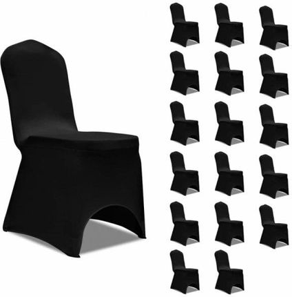 vidaXL Elastyczne Pokrowce Na Krzesła, Czarne, 18Szt. 39606
