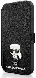 Karl Lagerfeld Saffiano Ikonik Metal iPhone 12 mini Czarny (KLFLBKP12SIKMSBK)