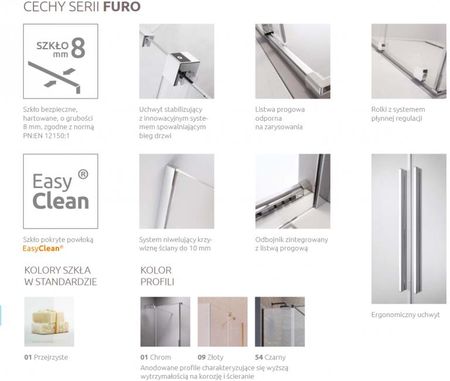 Radaway Furo Gold Dwj 120Cm Lewe Złoty Przeźroczyste Easy Clean (101076220901L+101105800101) - zdjęcie 3