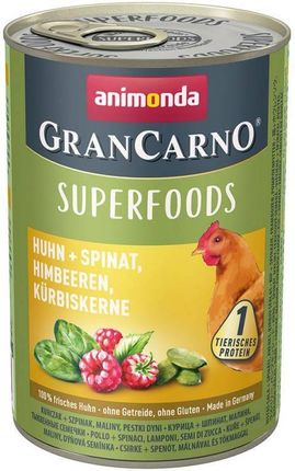 Animonda Grancarno Superfoods Adult Dog Kurczak Szpinak Maliny Pestki Dyni 400G