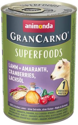 Animonda Grancarno Superfoods Adult Dog Jagnięcina Amarantus Żurawina Olej Z Łososia 400G