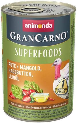 Animonda Grancarno Superfoods Adult Dog Indyk Burak Liściowy Owoce Dzikiej Róży Olej Lniany 400G