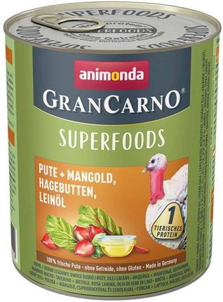 Animonda Grancarno Superfoods Adult Dog Indyk Burak Liściowy Owoce Dzikiej Róży Olej Lniany 800G