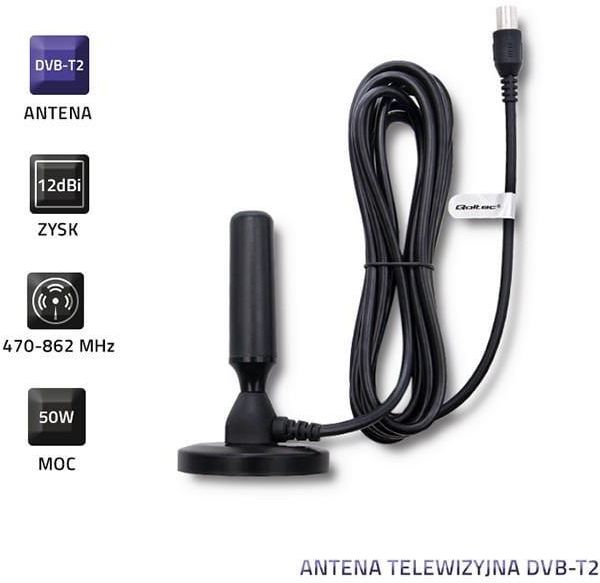QOLTEC ANTENA TELEWIZYJNA DVB-T2 (57016) - zdjęcie 2 QOLTEC ANTENA TELEWIZYJNA DVB-T2 (57016)