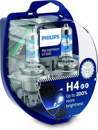 Żarówki halogenowe PHILIPS RacingVision GT200 +200%, H4, 12V, 60/55W, 2 szt.