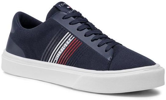 TOMMY HILFIGER Tenisówki Lightweight Stripes Knit Sneaker FM0FM02836  Granatowy - Ceny i opinie 