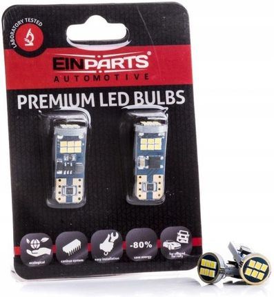 EINPARTS AUTOMOTIVE ŻARÓWKA W5W LED T10 18 SMD 2016 CANBUS 6000K EPL198 - zdjęcie 2
