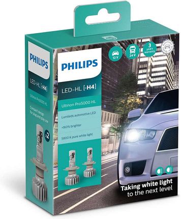 PHILIPS H4 LED ULTINON PRO5000 +160% 5800K 12/24V 11342U50CWX2