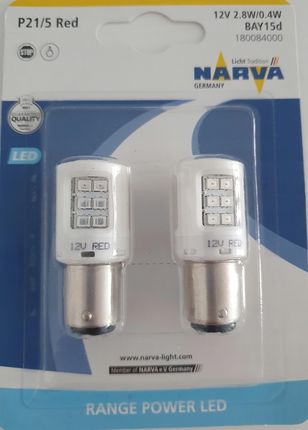 Żarowka samochodowa NARVA ŻARÓWKA 12V P21/5 CZERWONA LED 2.8W/0.4W 180084000  - Opinie i ceny na