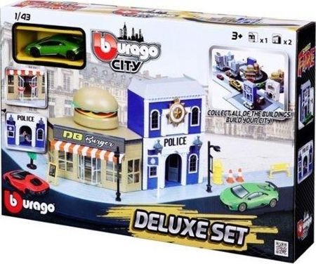 Bburago City Deluxe Set 4 Policja ulica burger