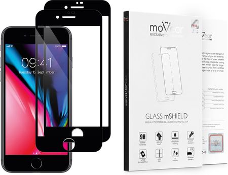 Movear 2 szt. Szkło Hartowane 2.5D MAX na Apple iPhone 8 / 7 do etui 9H GLASS mSHIELD Czarny