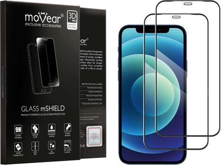 Movear 2 szt. Szkło hartowane 3D PRO-E do Apple iPhone 12 Pro / 12 6.1" na Cały Ekran Do Etui fullGlue 9H