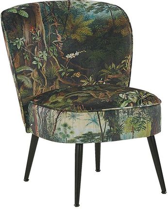 Beliani Fotel tapicerowany z motywem dżungli metalowe nogi wielokolorowy Voss