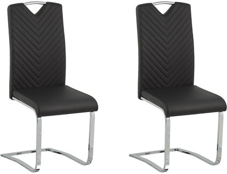 Beliani Zestaw 2 krzeseł czarnych z ekoskóry wspornikowych styl nowoczesny Picknes