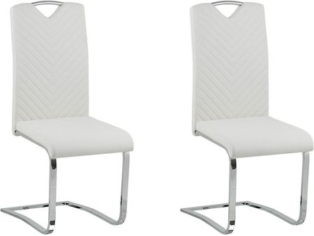 Beliani Zestaw 2 krzeseł białych z ekoskóry wspornikowych styl nowoczesny Picknes