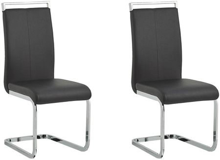 Beliani Zestaw 2 krzeseł czarnych z ekoskóry wspornikowych styl nowoczesny Greedin