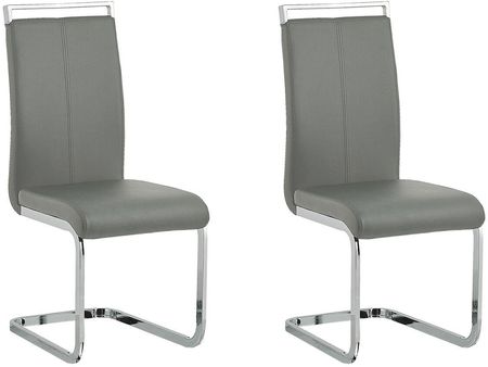 Beliani Zestaw 2 krzeseł szarych z ekoskóry wspornikowych styl nowoczesny Greedin