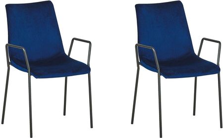 Beliani Zestaw dwóch krzeseł welurowych ciemnoniebieski do jadalni krzesła konferencyjne Jefferson