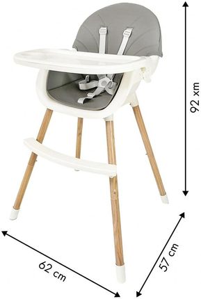 Ecotoys Fotelik Krzesełko Do Karmienia 2W1 Szare - zdjęcie 4