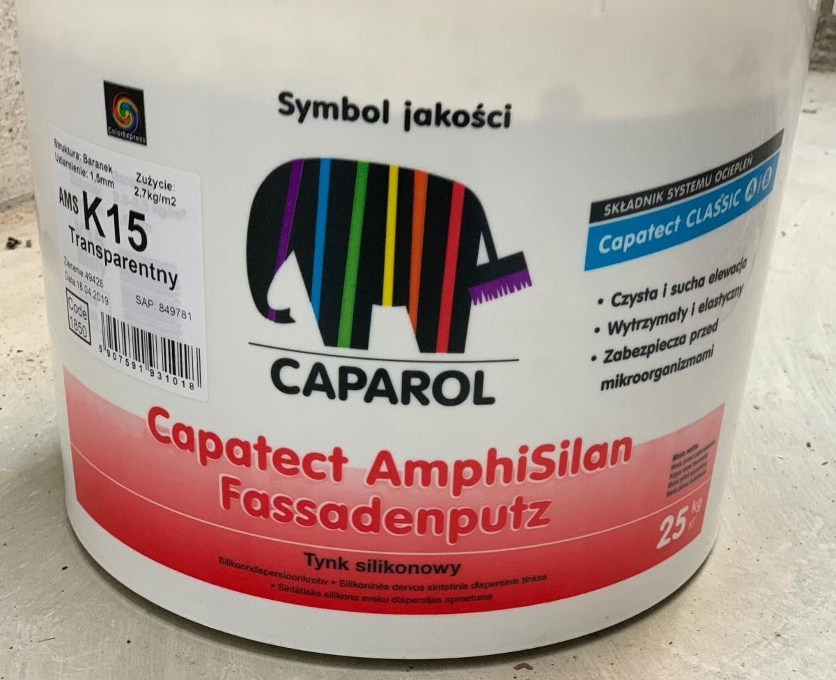 Caparol AmphiSilan K15 Tynk Silikonowy Biały 25kg Captas - zdjęcie 1 Caparol AmphiSilan K15 Tynk Silikonowy Biały 25kg Captas