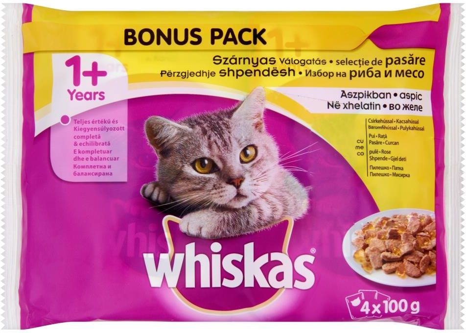 Karma Whiskas Saszetki Smaki Drobiowe w Galaretce 4x100G Ceny i
