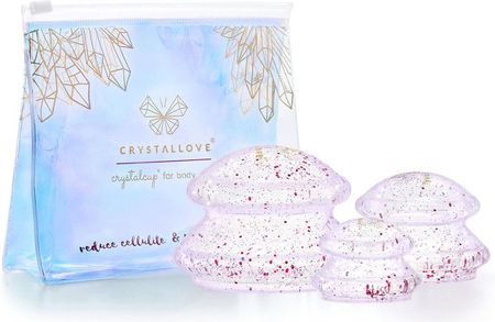 Crystallove Crystalcup For Body Zestaw Bańki silikonowe do masażu ciała z brokatem crystal 3szt.
