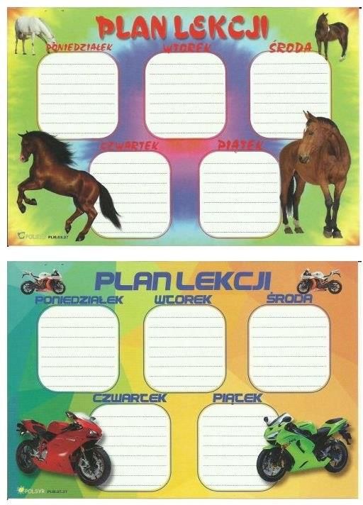 Plan lekcji (naklejka) M motory/konie Polsyr - Ceny i opinie - Ceneo.pl