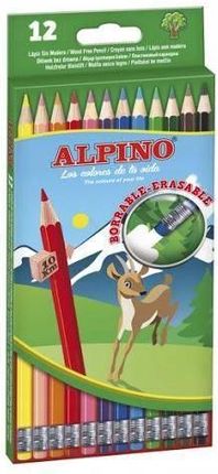 Alpino Kredki Ołówkowe Z Gumką Erasable 12 Kolorów