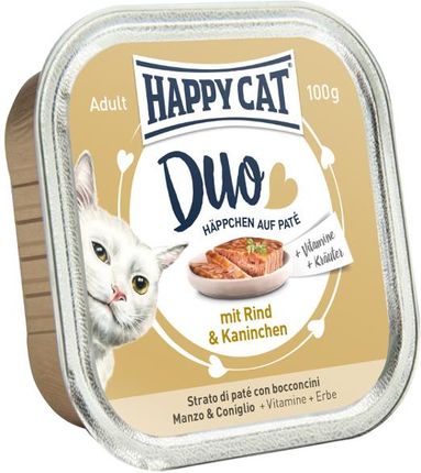 Happy Cat Duo pasztet z kąskami Wołowina i królik 6x100G