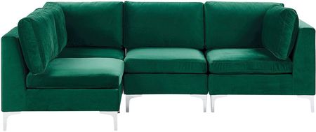 Beliani Narożnik modułowy prawostronny 4-osobowy sofa welurowa zielony Evja