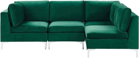 Beliani Narożnik modułowy lewostronny 4-osobowy sofa welurowa zielony Evja