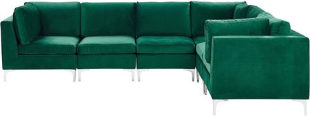 Beliani Narożnik modułowy lewostronny 6-osobowy sofa welurowa zielony Evja