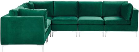 Beliani Narożnik modułowy prawostronny 6-osobowy sofa welurowa zielony Evja