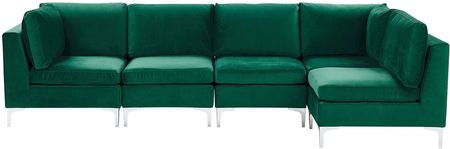 Beliani Narożnik modułowy lewostronny 5-osobowy sofa welurowa zielony Evja