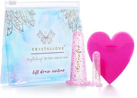 Crystallove Silikonowe Bańki Do Masażu Twarzy   Crystalcup For Face, Eyes & Neck Rose Set