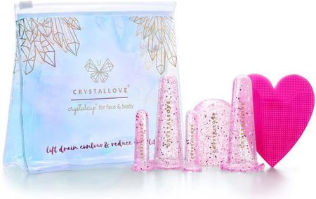 Crystallove Silikonowe Bańki Do Masażu Twarzy I Ciała   Crystalcup For Face & Body Rose Set