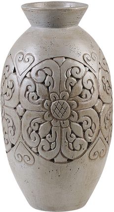Beliani Boho dekoracyjny wazon gliniany szary wzór kwiatowy ręcznie robiony Eleusis