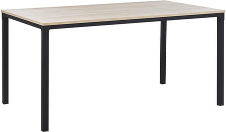 Beliani Stół do jadalni minimalistyczny czarny z jasnym drewnem metalowe nogi 150 x 90 cm Hockley
