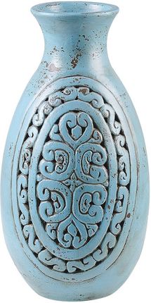 Beliani Boho dekoracyjny wazon gliniany turkusowy wzór grecki ręcznie robiony Megara