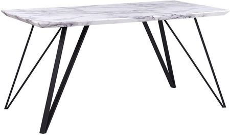 Beliani Stół do jadalni glamour biały z czarnym blat z efektem marmuru 150x80 cm Molden