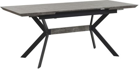 Beliani Industrialny rozkładany stół do jadalni efekt betonu czarne metalowe nogi Benson