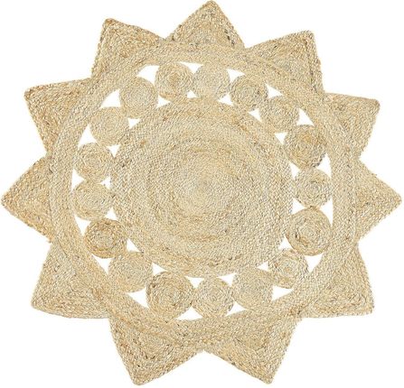 Beliani Boho warkoczowy okrągły dywanik z juty 120 cm beżowy Araban