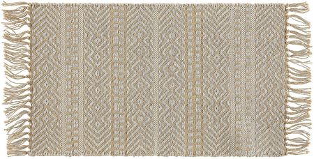 Beliani Ręcznie tkany dywan jutowy bawełniany beżowy 50 x 80 cm boho frędzle Dortyol