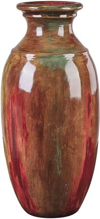 Beliani Nowoczesny wazon dekoracyjny z terakoty brązowy z abstrakcyjnym wzorem Himera