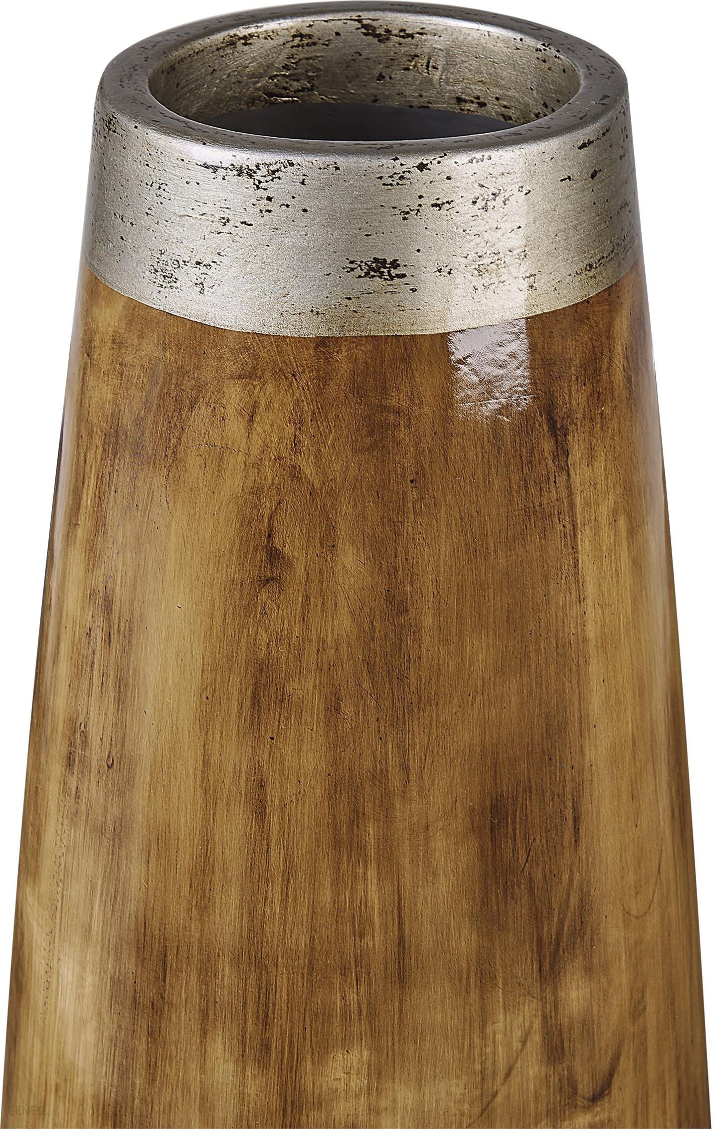 Beliani Rustykalny wazon dekoracyjny z terakoty ciemne drewno ze srebrnym Cyrene