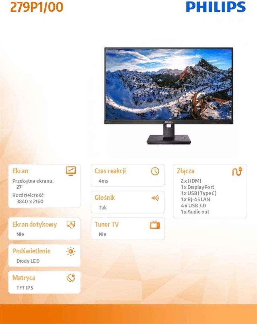 Monitor Philips 27 (279P100) - Opinie i ceny na Ceneo.pl