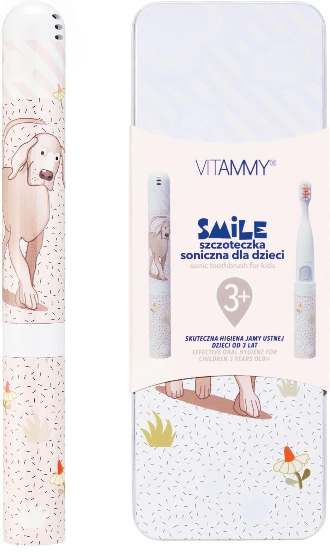 Vitammy Smile pies Szczoteczka soniczna do zębów mlecznych dla dzieci 3+ z etui