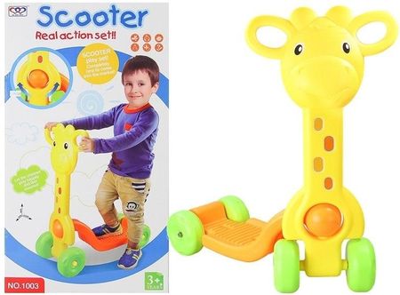 Lean Toys Hulajnoga Dla Dzieci 4 Koła Żyrafa Żółta